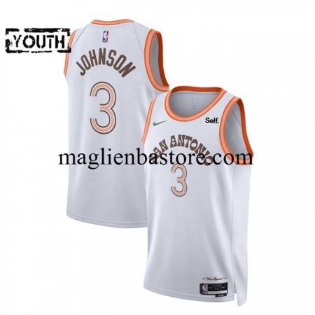 Maglia NBA San Antonio Spurs Keldon Johnson 3 2023-2024 Nike City Edition Bianco Swingman - Bambino